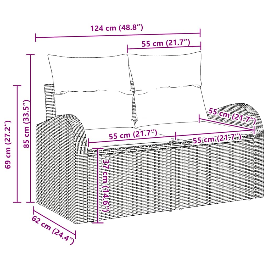 Garten-Sofa-Set 5 pcs Hellgrau 234 x 117 x 85 cm Poly Rattan